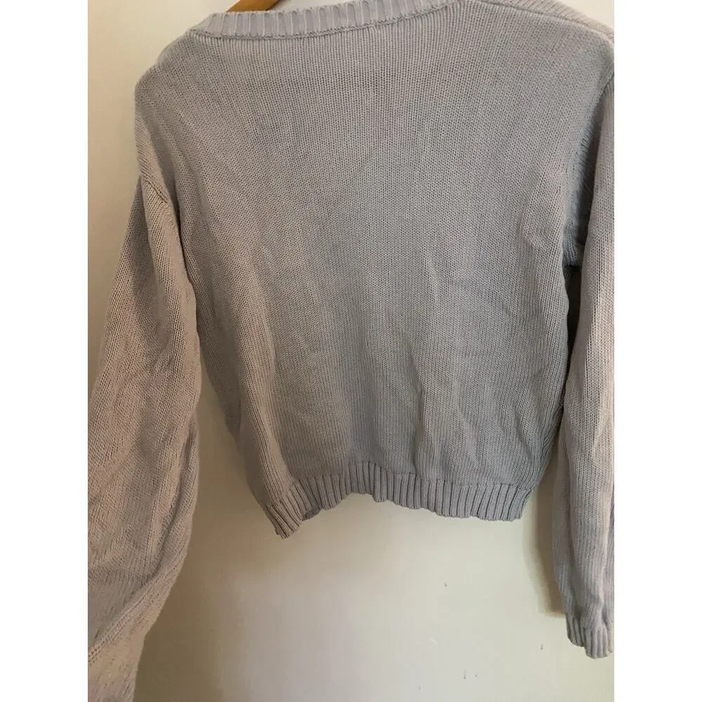 Brandy Melville Sweater Cotton‎ Steel Blue Cropped - Picture 2 of 5